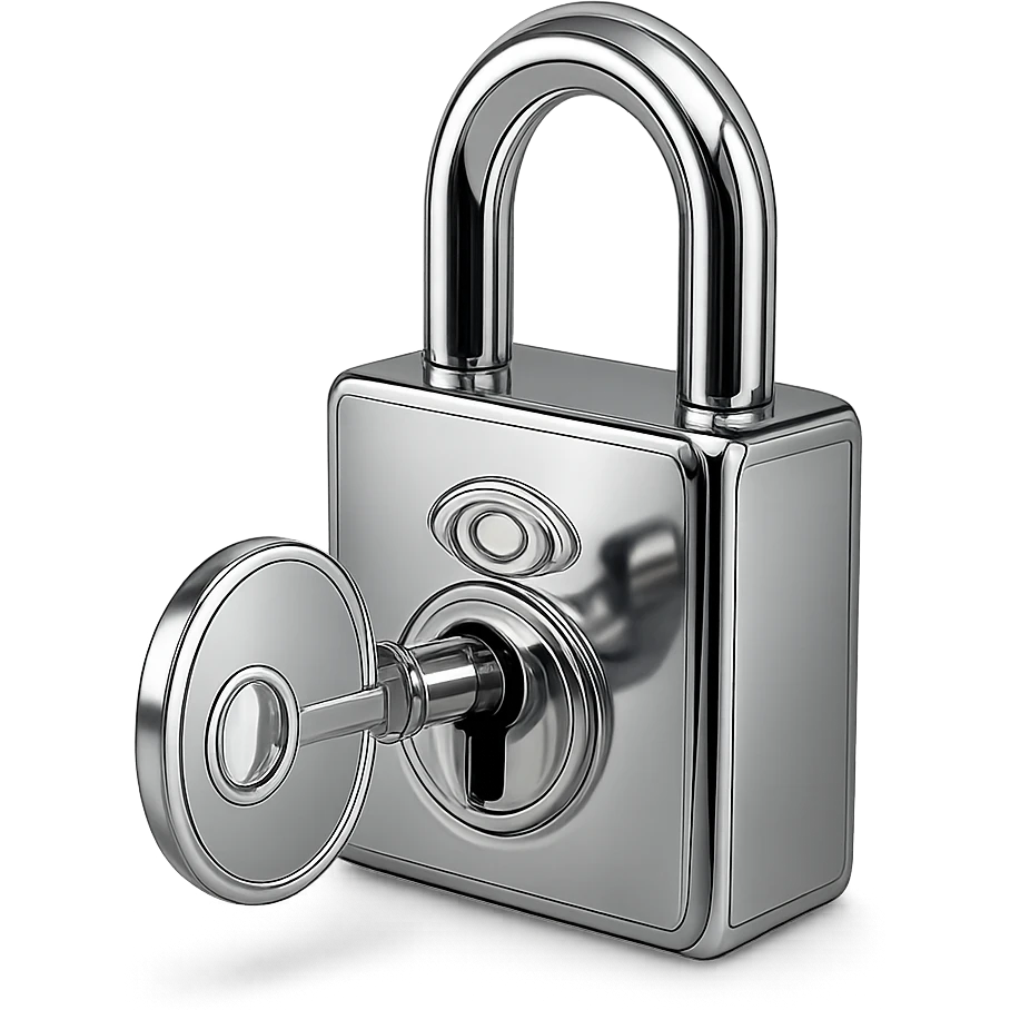 Closed padlock with a key inserted into it emoji