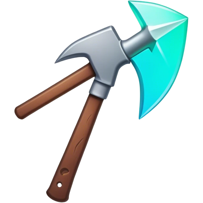 Clash of Clans aesthetic: Cinematic Playful Pixel 3D Pickaxe Portrait Emoji, rendered in a 3D vector-style similar to standard emojis with minimal shading and bold, simplified shapes. A compact, distinct form with signature details, softly glowing with a pixelated adventure charm. Simplified yet unmistakably iconic, highly detailed and consistent, glowing with a soft radiance and high shine. Stylized with a touch of classic pixel-art charm and a soft glowing outline, capturing the essence of a beloved gaming relic with a friendly, playful manner! emoji