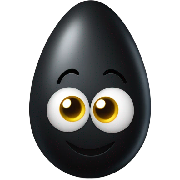 Black egg with a silly face emoji