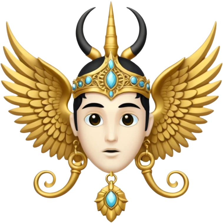 holy saint emblem with black wings with horn emoji