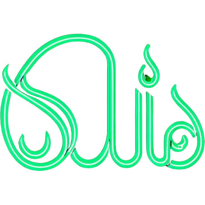 Neon glowing effect with the name حسیب in stylish modern Arabic typography emoji