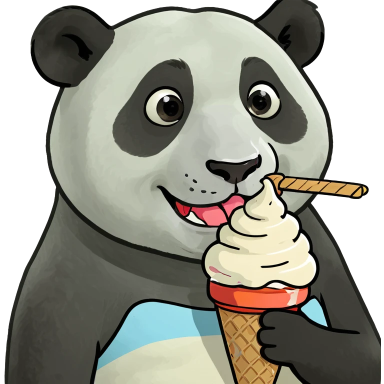 Panda eating ice cream emoji