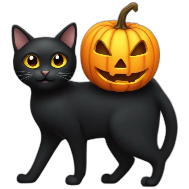 black cat with jack-o-latern emoji