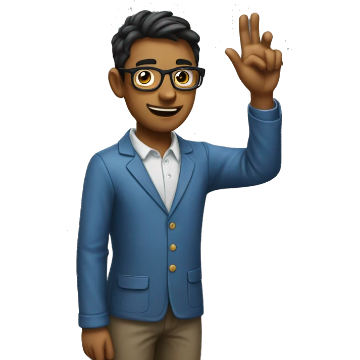 nerd raising one hand up with index emoji