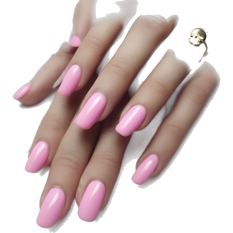 Pretty skeleton 5 fingers hand with pink nails manicure girly design but stylish minimalistic emoji