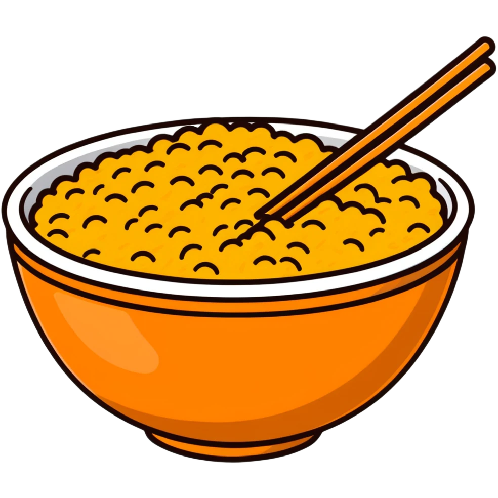 bowl of orange-colored rice emoji