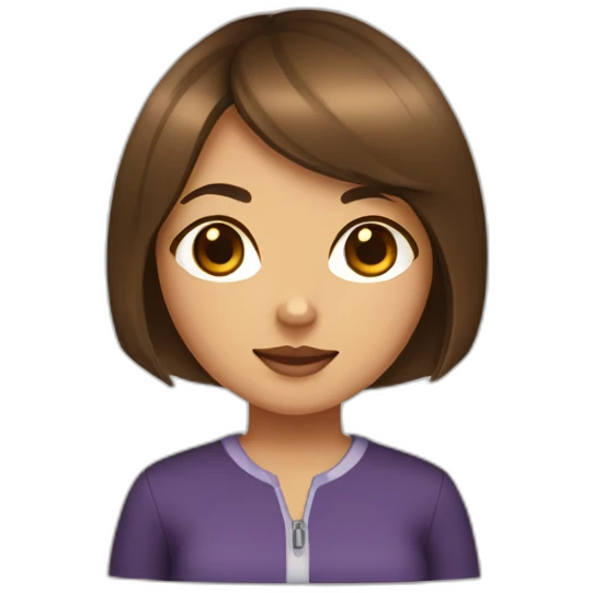 brunnete girl with bob haircut and shiba inu emoji