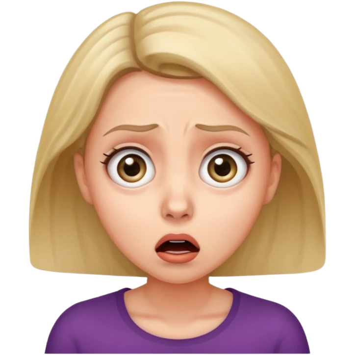 A realistic waist-up portrait of a frightened woman emoji