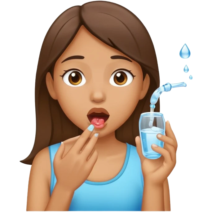 Girl catching water in her mouth emoji
