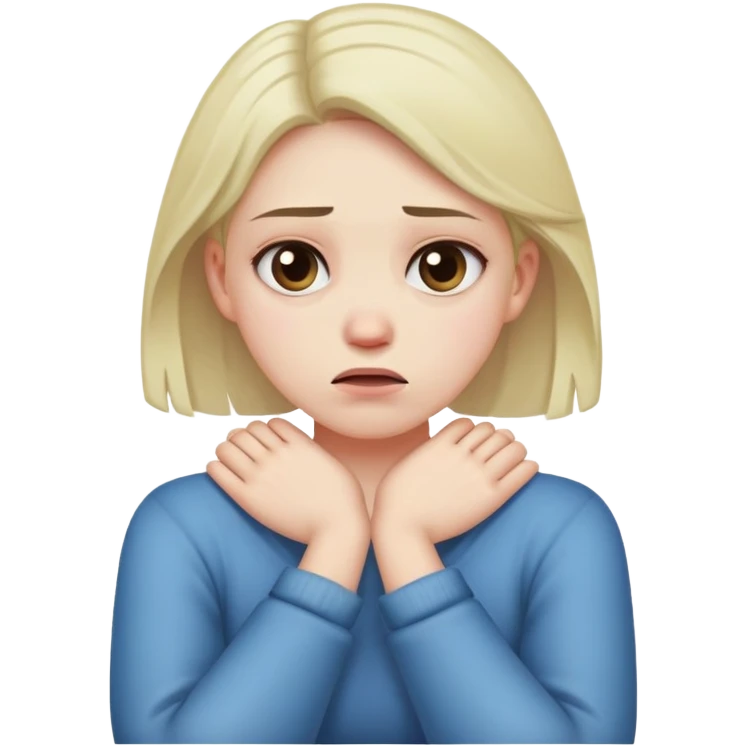 girl crossed arms holding neck disgusted emoji