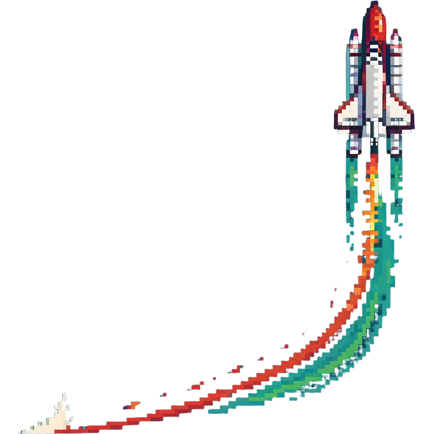 green red gradient color rocket, space shuttle with flame trail emoji