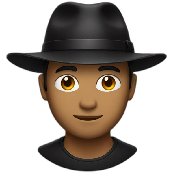 man in black hat emoji