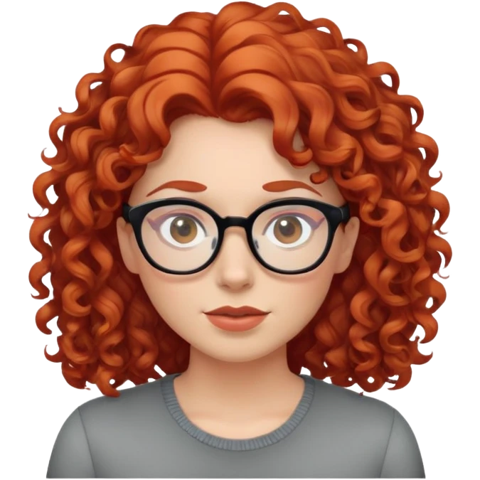 red-haired woman with curly hair, glasses, assertive expression emoji