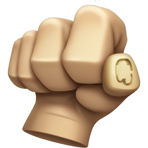 cartoon Fist , with brass knuckles,4 fingers, isometric emoji