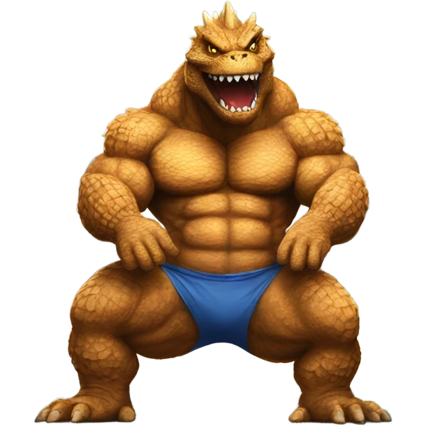 strong godzilla at gym emoji