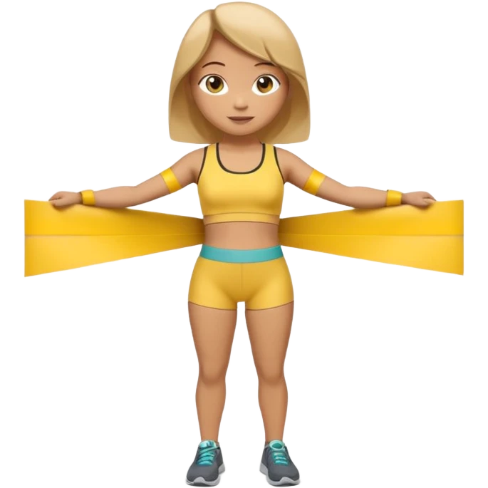 A 3D cartoon person measuring their waist with a yellow tape, casual fitness outfit, Memoji-style realism. emoji