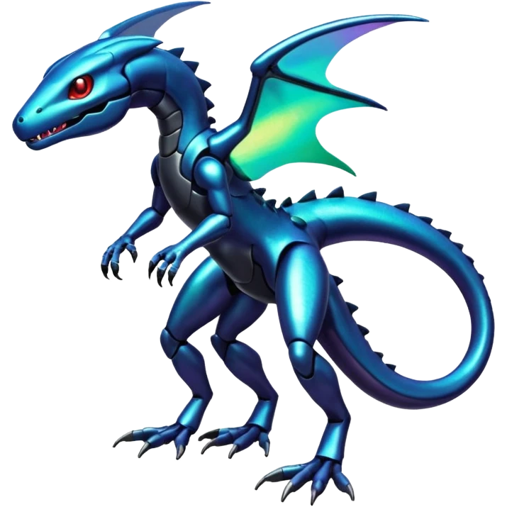 Shiny Iridescent Genesect-Helioptile-Salandit-Fakémon-hybrid-creature (full body)  emoji