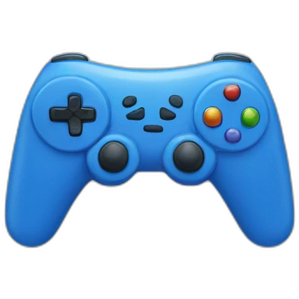 Blue gaming controller with a face emoji