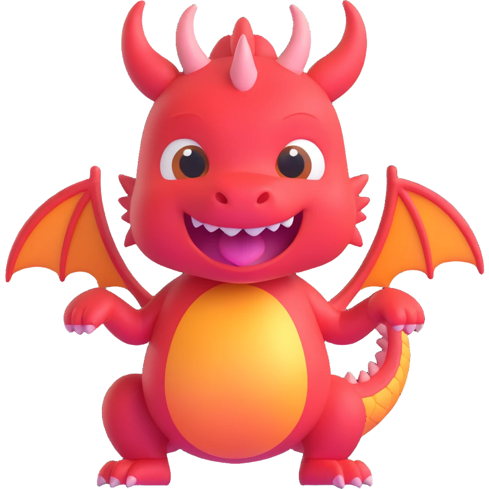 face of a cute fitness dragon coach, 3D emoji style, playful expression, blushing cheeks emoji
