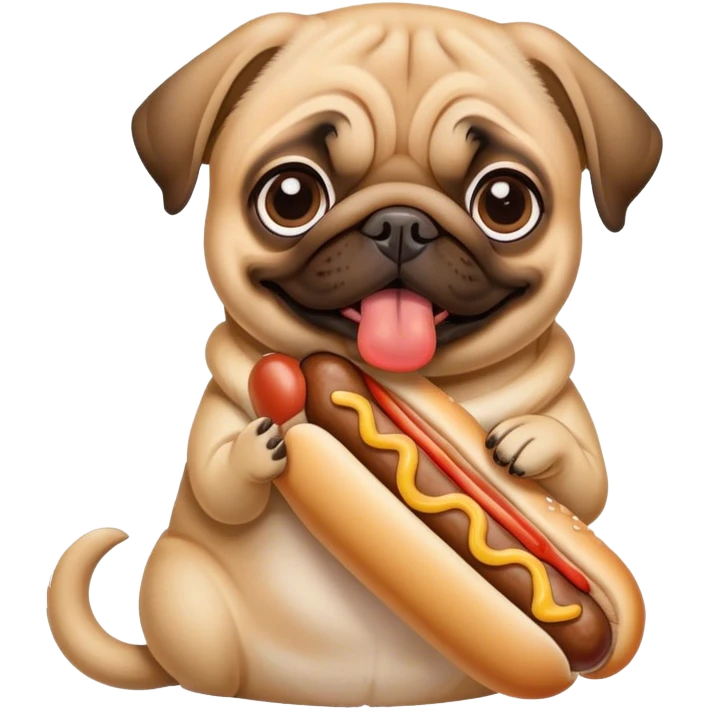 Pug eating a hotdog emoji