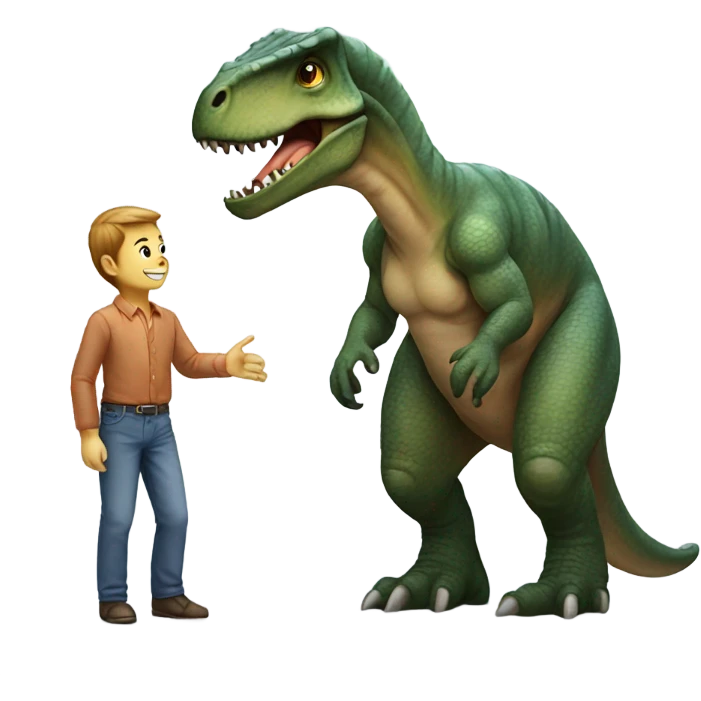 dinosaur holding a human emoji