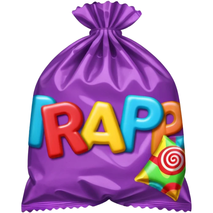Candy wrapper with the word rap emoji