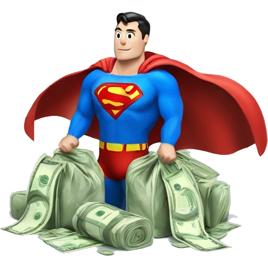 Superman with bag of money emoji