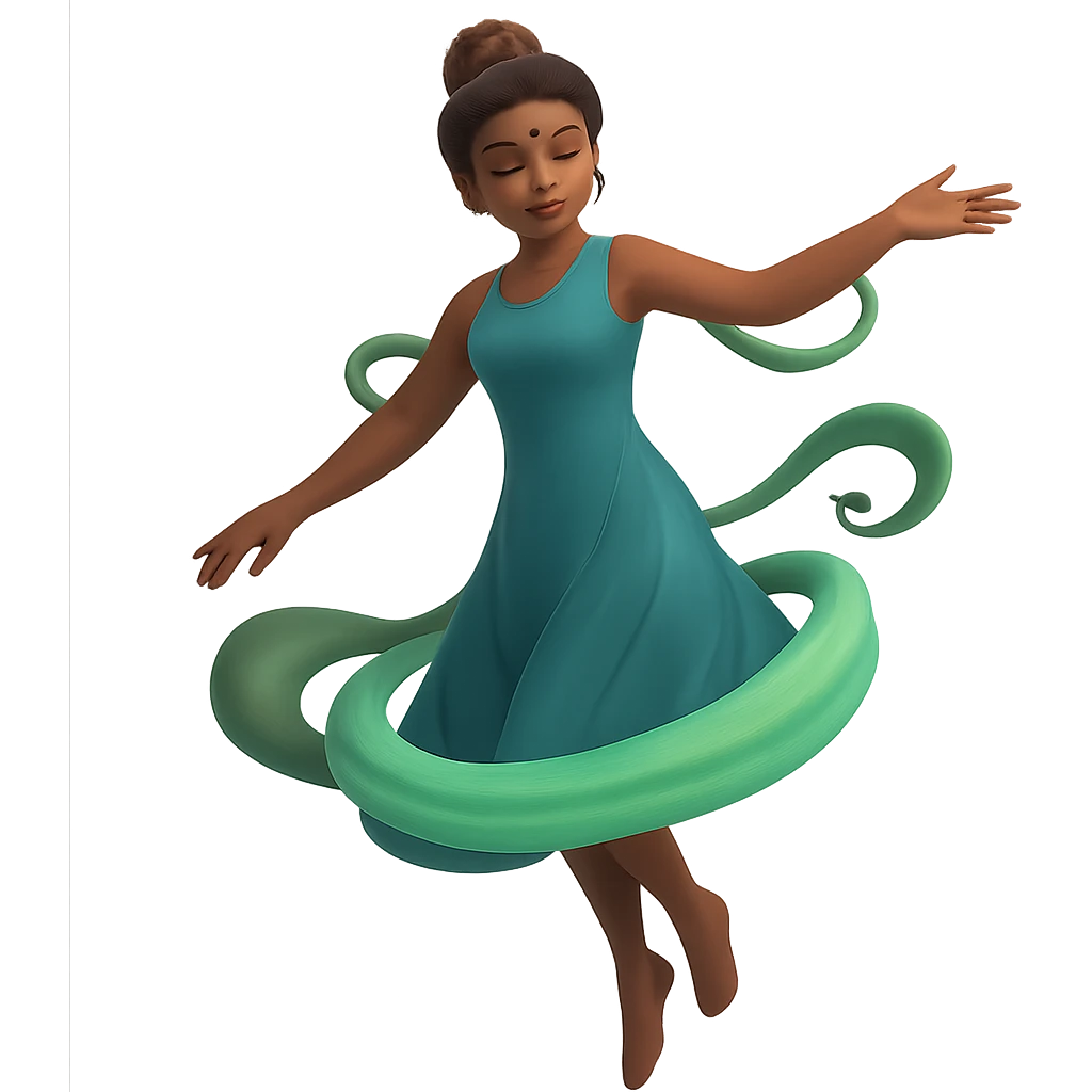 Make the person appear Indian with traditional Indian features and skin tone, keep the mystical swirling green aura as is, no background. emoji