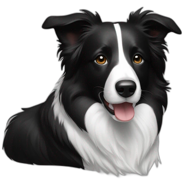 Border collie black in right and White in left emoji