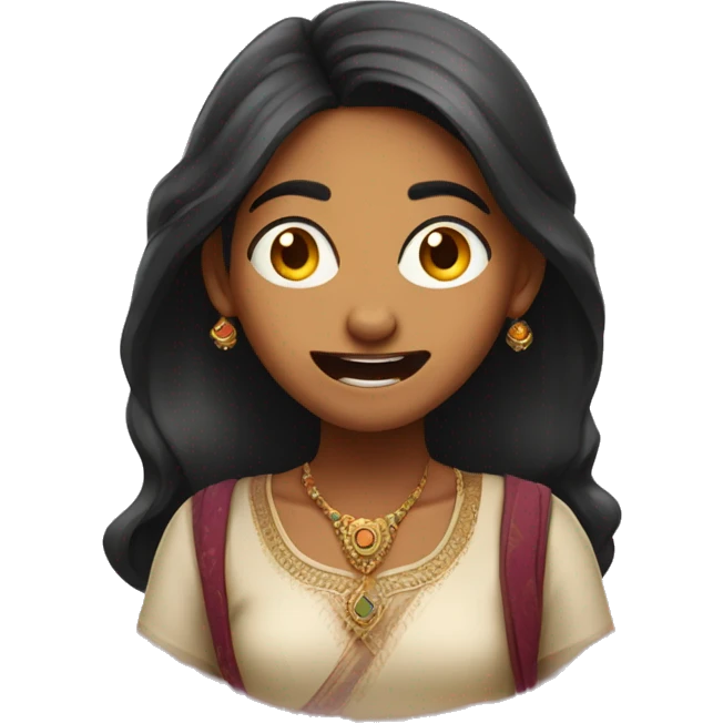An indian girl with crazy face expressions emoji