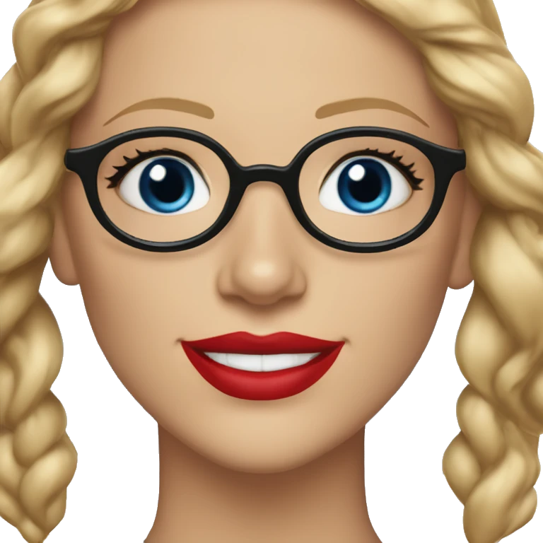 Blake lively blue eyes and black glasses with red lips smiling wearing santa hat emoji
