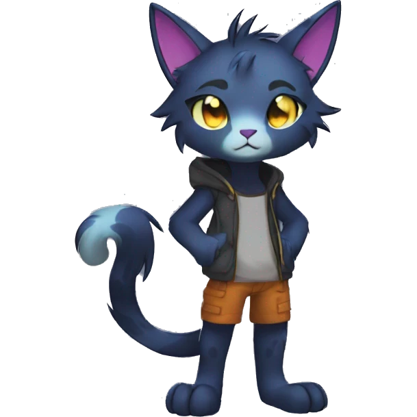 Anthro Dark Colorful shiny Edgy Cool Shy Grumpy FurSona Feline Fakemon Full Body emoji