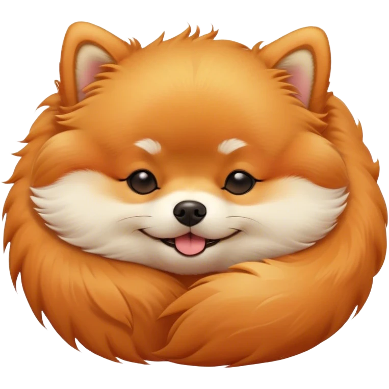 Meme-Worthy Cute Sleeping Orange Pomeranian Portrait Emoji, Head resting peacefully with a contented smile, showcasing a delightfully compact build and a luxuriously soft, fluffy orange Fur, eyes shut in a serene nap, Simplified yet hilariously adorable features, highly detailed, glowing with a soft, drowsy light, high shine, relaxed and utterly lovable, stylized with an air of playful laziness, bright and heartwarming, soft glowing outline, capturing the essence of a comically sleepy companion, so meme-worthy it feels like it could instantly become the next viral sensation of adorable slumber! emoji