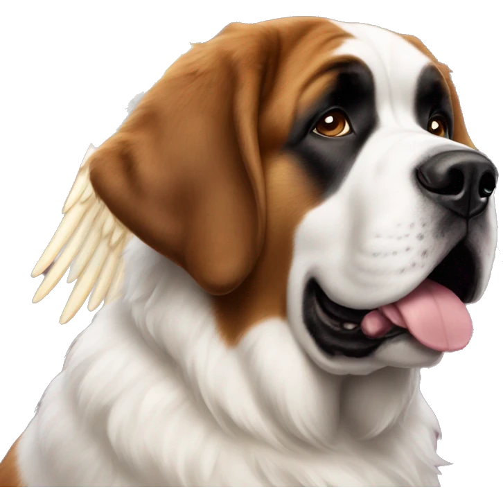 Saint Bernard with angel's halo emoji