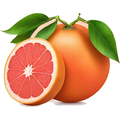 Grapefruit with leaves one of grapefruits cut emoji