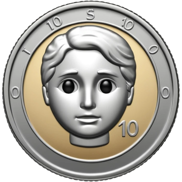 Silver Dime Coin With Out A Face & The Silver Number 10$ On It emoji