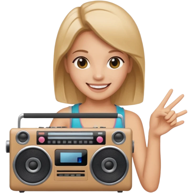 woman holding boombox emoji