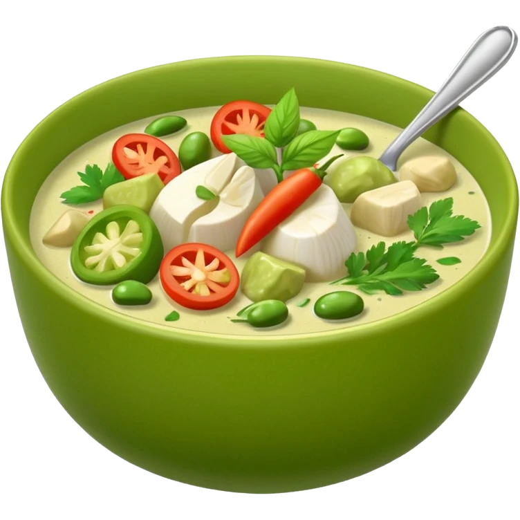 basic Thai green curry in a green bowl emoji