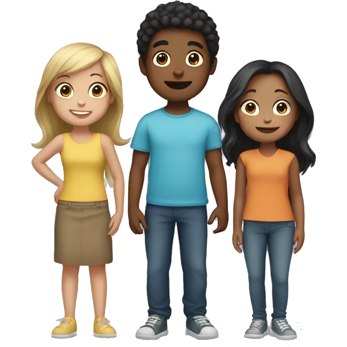 three girls and one boy  emoji