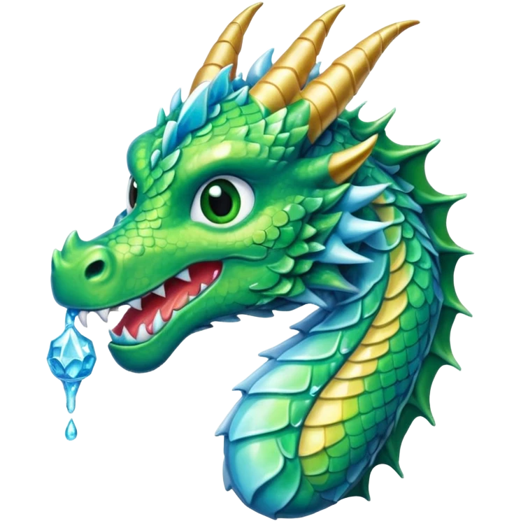 Un dragon pailleté brillant qui mange une glace emoji