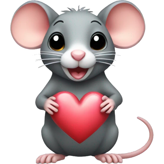 Rat holding up a heart emoji