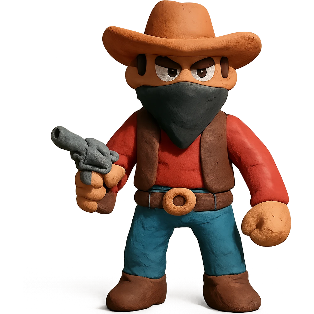 claymation style outlaw emoji