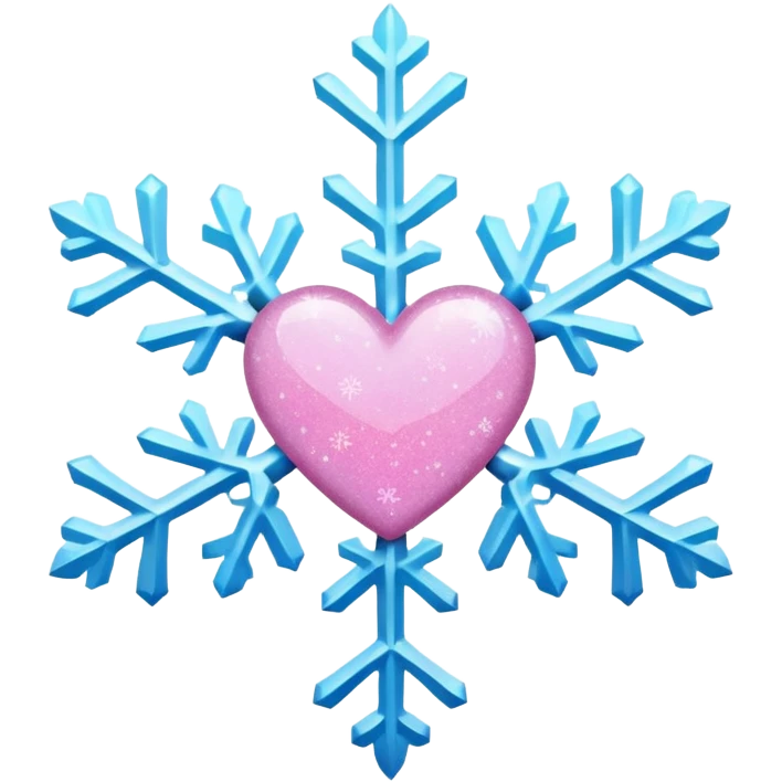 snowflake pink heart color white baby blue and pink glitter glow emoji