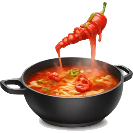 person eating spicy hot pot alone emoji