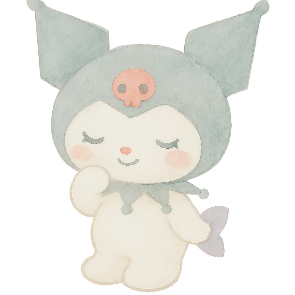 Kuromi character, soft colors, watercolor art style, no background, transparent PNG emoji