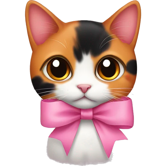 cute orange black calico cat with pink bow  emoji