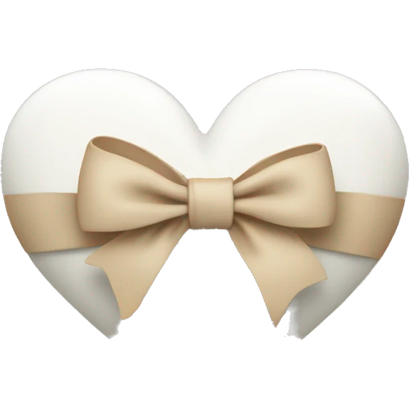 white heart with beige bow emoji