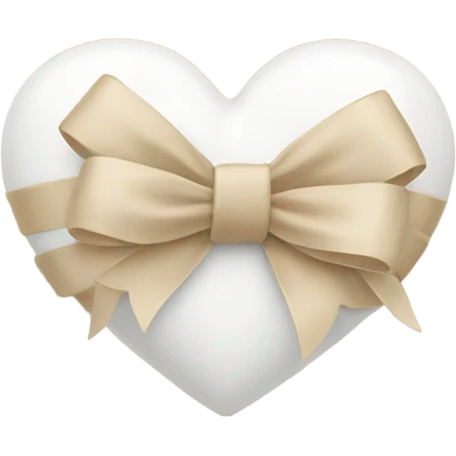 white heart with beige bow emoji