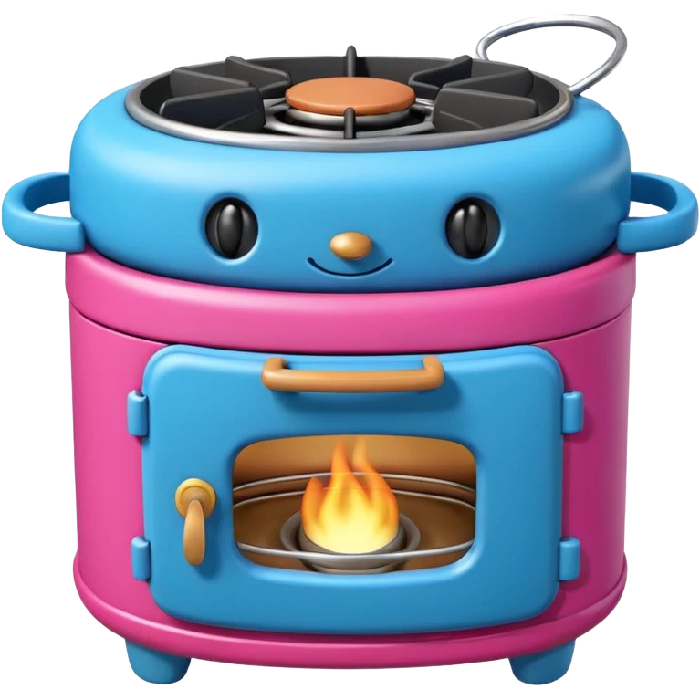 Cute toy stove, single burner only, front view.
BabyBus-style 2.5D soft shading, bright pastel colors (pink & blue).
Rounded chunky toy shape, simple details.
Even studio lighting, NO harsh light, NO realism, NO textures.
Smooth matte surface, no outlines, no strokes.
Clean background. emoji
