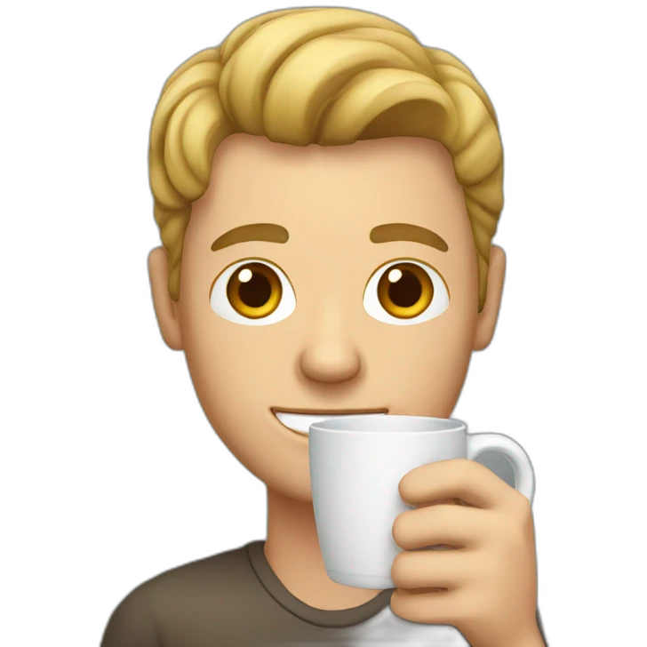 white guy holding glass coffee mug emoji